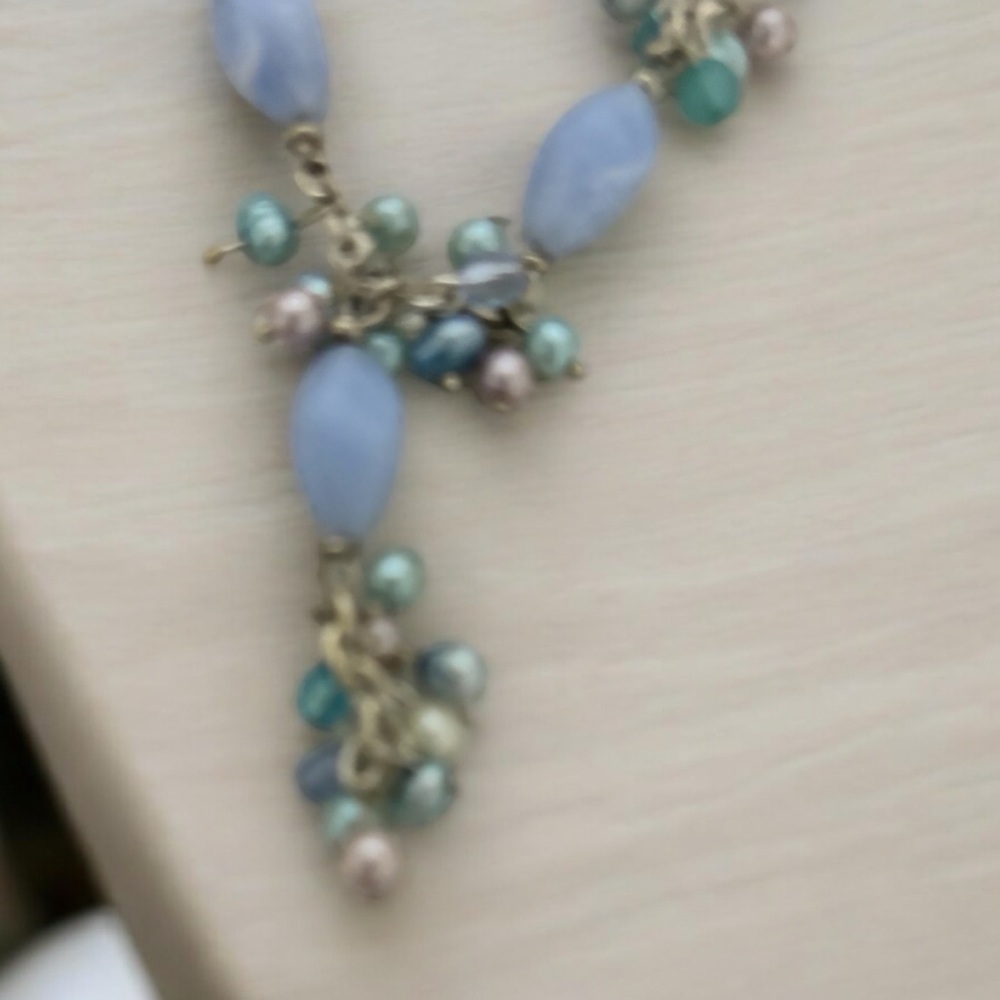 Beaded Earring and Necklace Set Women's Silver Tone/Light Blue - Picture 5 of 9